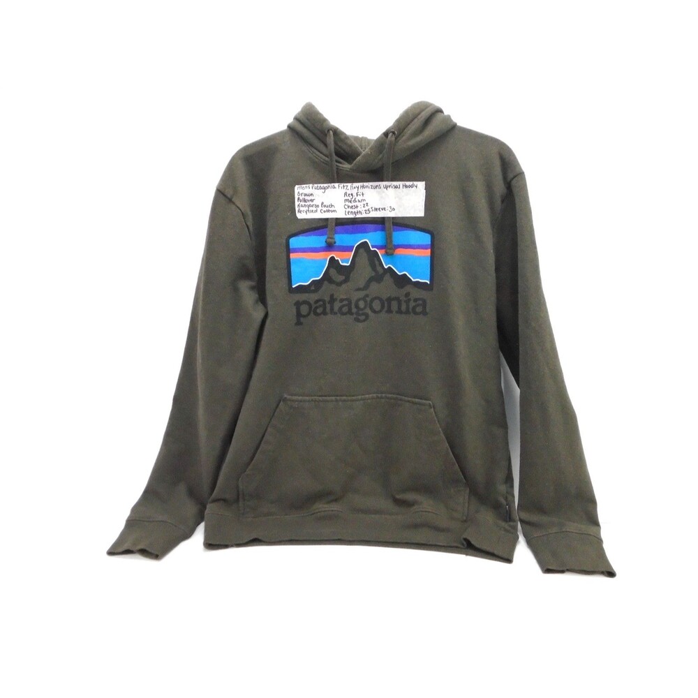 Patagonia Hoodie Mens M Fitz Roy Horizons Uprisal Hoody Sweatshirt Logwood Brown